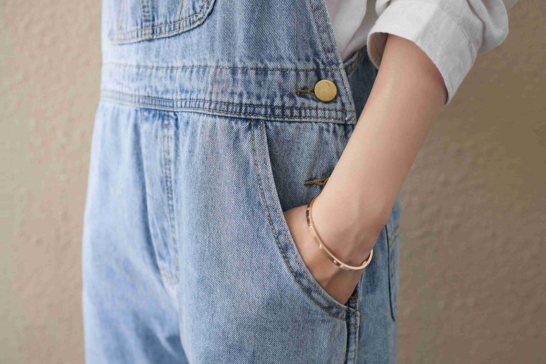 Soft Denim Overalls Light Blue Jumpsuit With Pocket Adjust Etsy