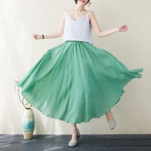 Linen Women&#39;s Skirt, Green Linen Long Skirt, Bridesmaid Skirt, Summer Skirt, Beach Skirt, Fall Spring Skirt