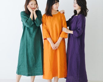 Vestido de lino hecho a mano: ropa informal de verano