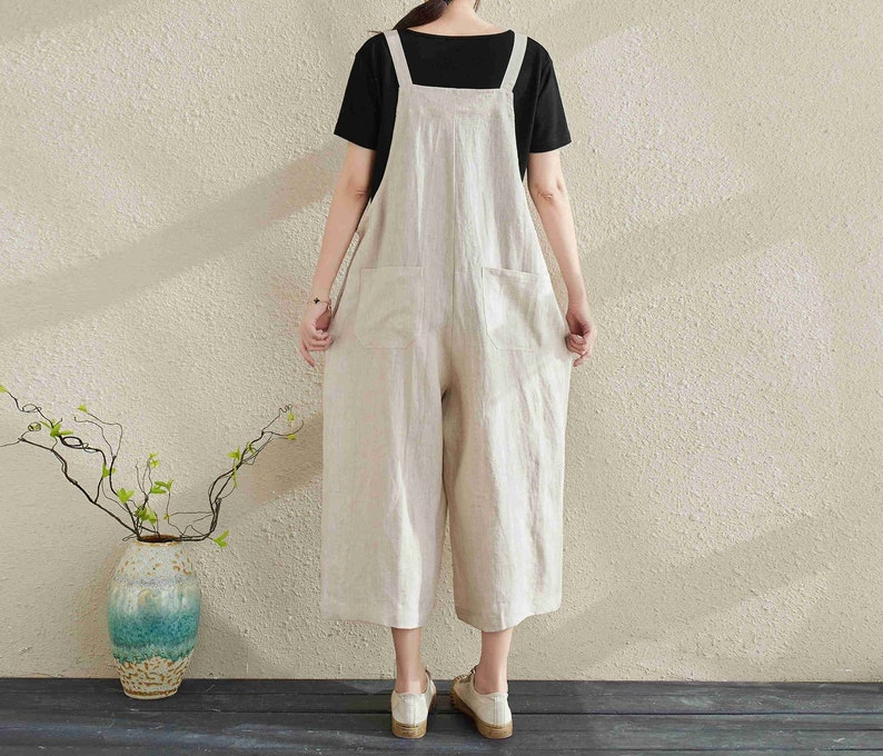 Women Casual Linen Jumpsuits Linen Overalls Overalls Women Etsy