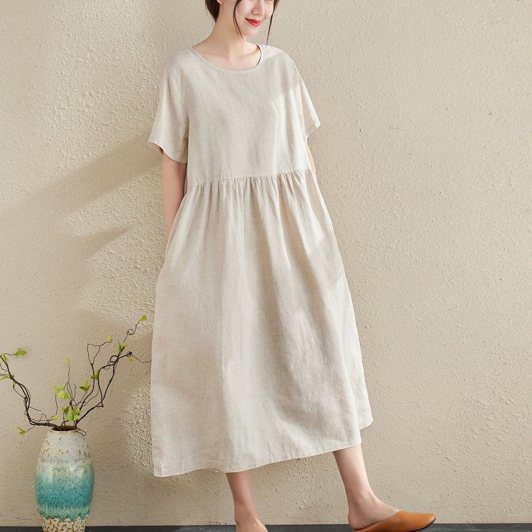 green linen wrap dress Linen wrap dress green olive