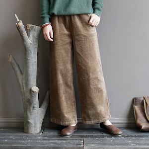 Winter Fall Wide Leg Cotton Big Size Long Pants For Women