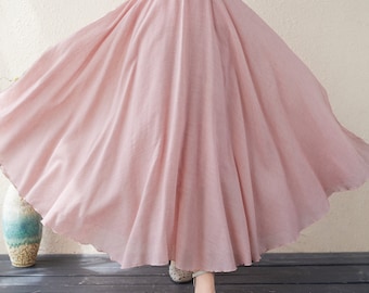 Linen Women's Skirt, Big Hem Linen Long Skirt, Pink Bridesmaid Skirt, Summer Skirt, Beach Skirt, Fall Spring Skirt