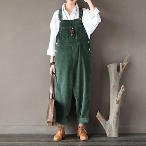 Winter Fall Wide Leg Corduroy Jumpsuit Adjust Belt Cotton Overalls For Women Women Long Pants Warm Casual Women Bottoms