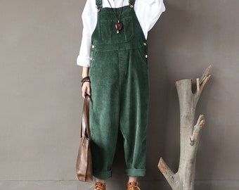 Winter Fall Wide Leg Corduroy Jumpsuit Adjust Belt Cotton Overalls For Women Women Long Pants Warm Casual Women Bottoms