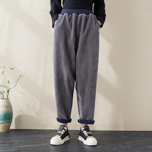 Winter Slacks Corduroy Pants, Plus Size Pants, Women&#39;s Baggy Pants, Warm Harem Pants, Women&#39;s Tapered Pants, Women Trousers, Pants for Women