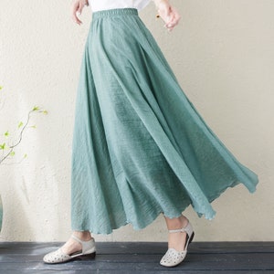 Linen Women's Skirt, Big Hem Linen Long Skirt, Light Green Bridesmaid Skirt, Summer Skirt, Beach Skirt, Fall Spring Skirt