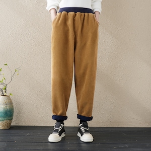 Winter Slacks Corduroy Pants, Warm Harem Pants, Women's Baggy Pants, Women's Tapered Pants, Spring and Fall Pants, Women Trousers