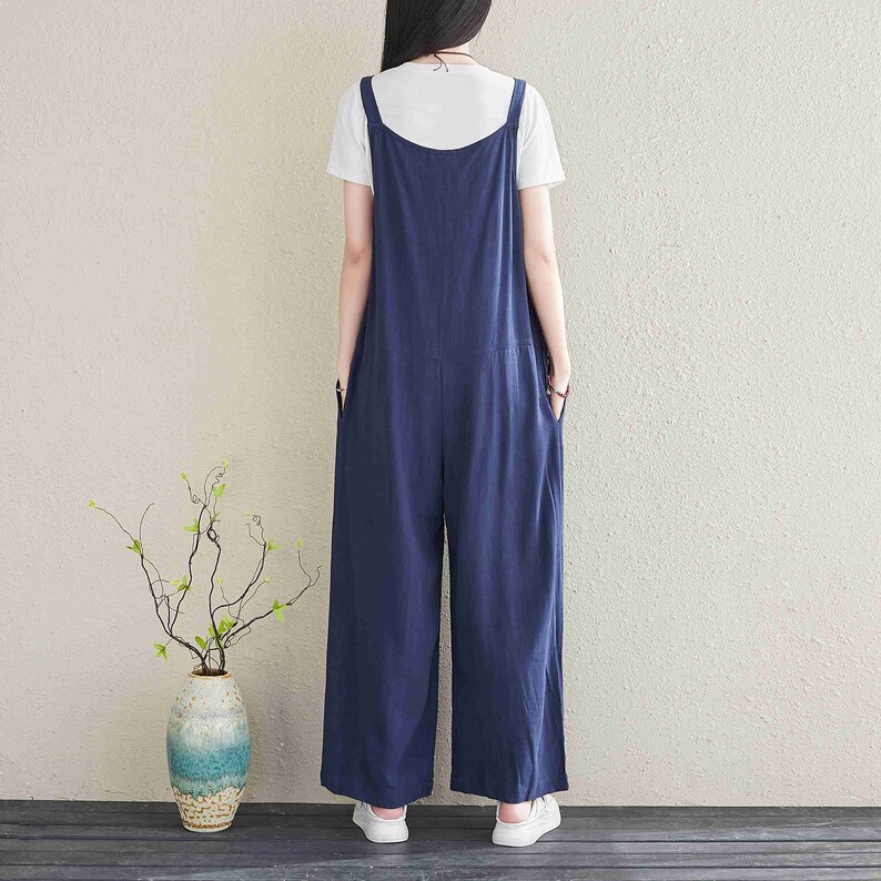 Wide Leg Linen Overalls/Summer Women Casual Jumpsuit/Linen Jumpsuit/Jumpsuit for Women/ Oversize Jumpsuit image 6