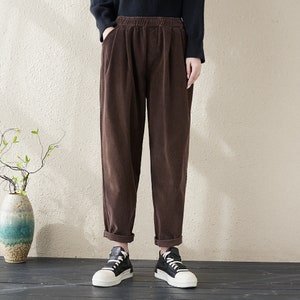 Casual Loose Corduroy Pants, Winter Harem Pants , Women&#39;s Baggy Pants, Women Trousers, Women&#39;s Tapered Pants, Long Pants For Women