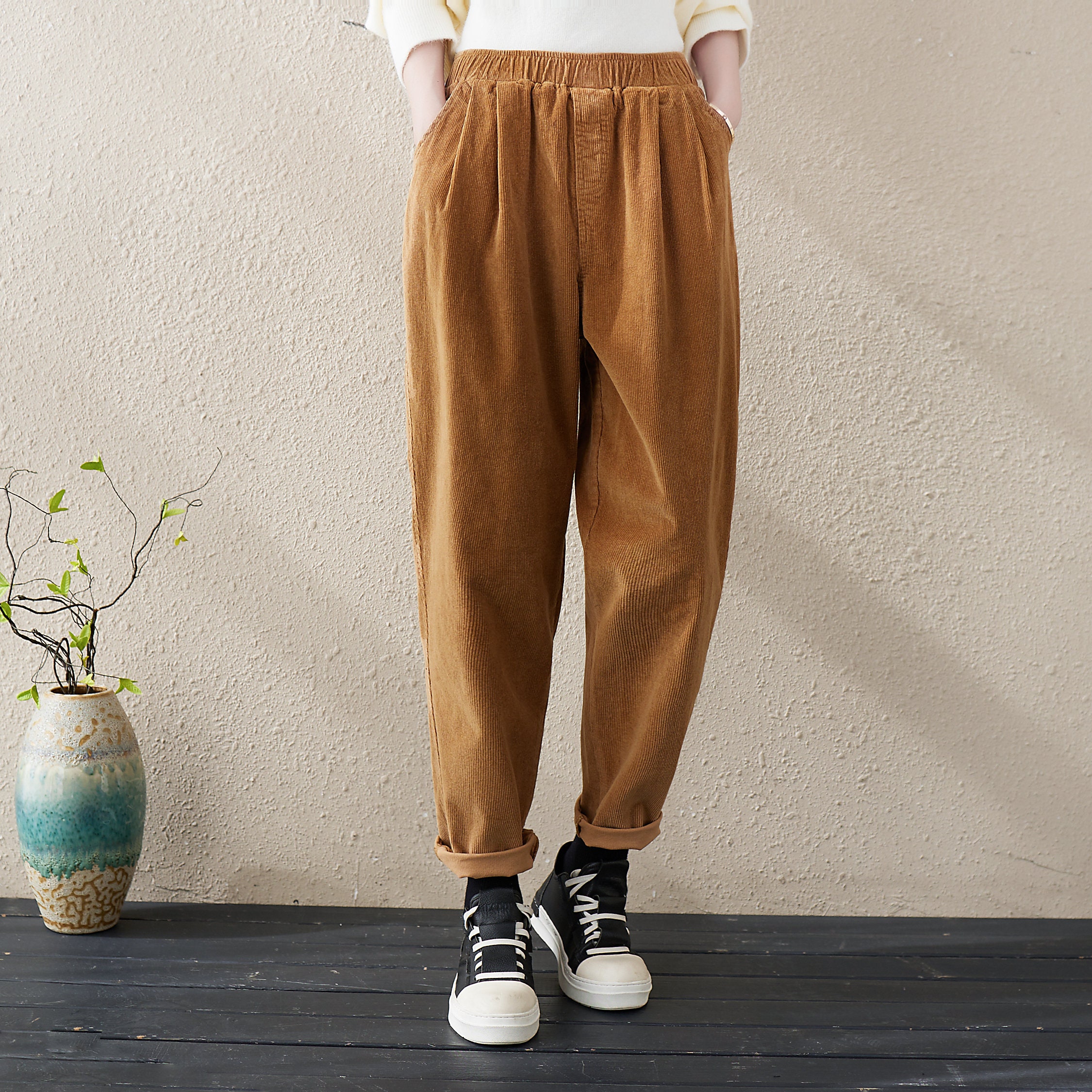 最も完璧な Winter Pants, Corduroy Loose Casual Harem Women's , Pants Clothing