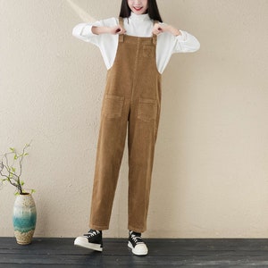 Vintage Corduroy Overalls For Women, Casual Jumpsuit, Winter Pants, Winter and Fall Warm Overalls