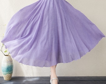 Linen Women&#39;s Skirt, Big Hem Linen Long Skirt, Purple Bridesmaid Skirt, Summer Skirt, Beach Skirt, Fall Spring Skirt
