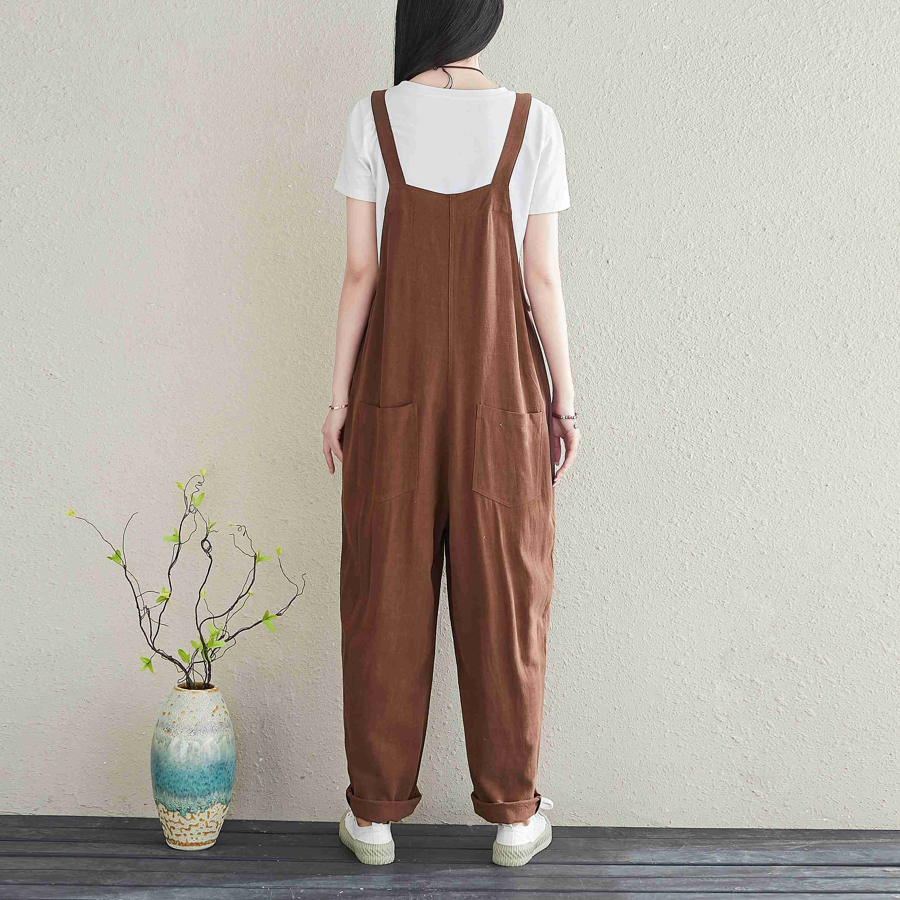 Linen Overalls Women Casual Linen Jumpsuits Overalls Pants Etsy