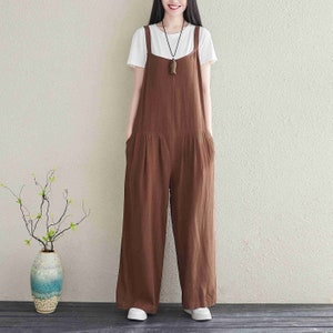 Wide Leg Linen Overalls/Summer Women Casual Jumpsuit/Linen Jumpsuit/Jumpsuit for Women/ Oversize Jumpsuit