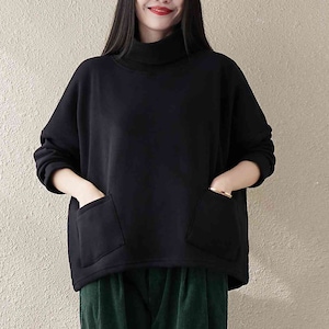 Winter Warm Sweatershirt For Women, Women&#39;s Top With Pocket, Loose Blouse, Winter Fleece, Long Sleeve Women Coat