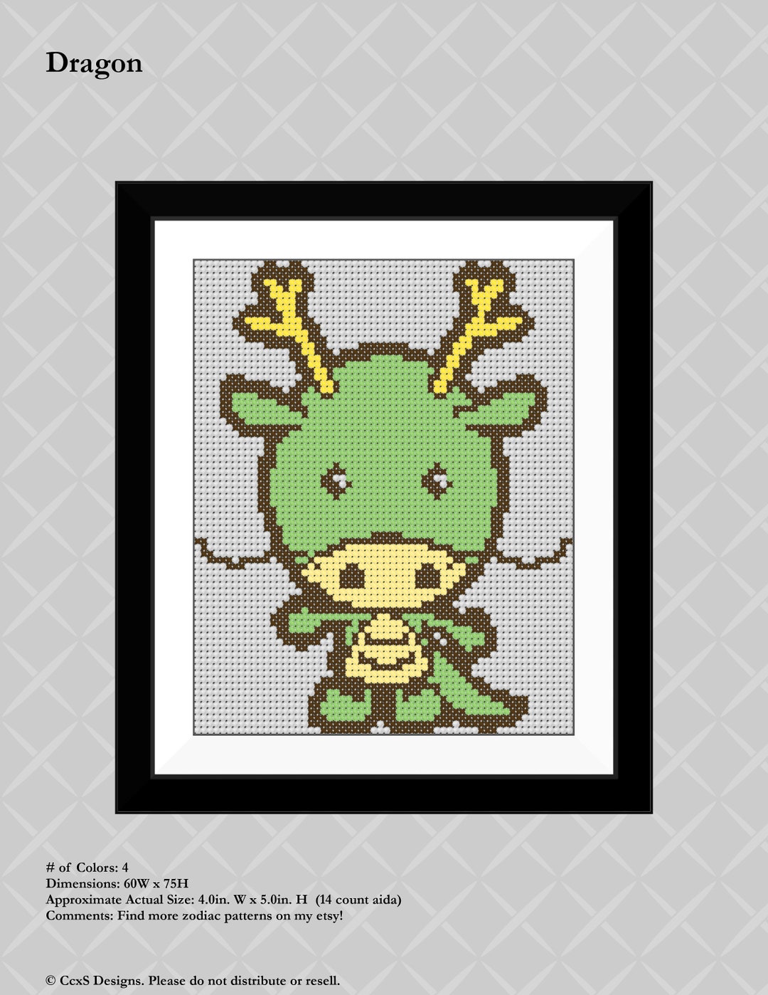 Mythical Green Dragon Zodiac Cross Stitch Pattern PDF Download - Etsy