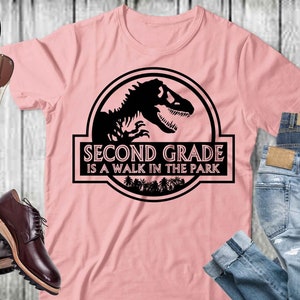 Second Grade is a Walk in the Park Svg, Kindergarten Teacher Svg, Teacher t shirt, Gift Svg, Black and white cut file, Jurassic park Svg