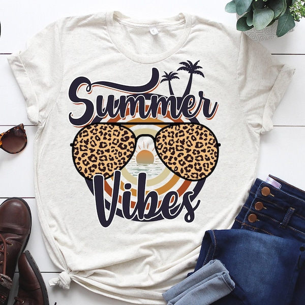 Summer Vibes Png, Summer T-shirt, Png Cut file, Summer Cheetah Png, Leopard Summer Vibes Png, Summer sublimation design, Digital download