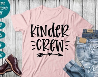 Kinder Crew T-shirt Svg, Kindergarten Teacher Svg, Cool Teacher T-shirt svg, Cut files, Funny Teacher Svg,Best Teacher svg