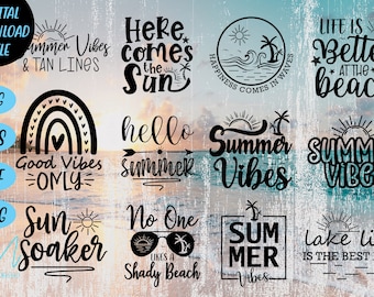 Summer Svg Bundle - Beach Svg Bundle - Summer T-shirt - Beach T-shirt svg - Best summer quote svg - Cricut - Commercial use - Women clothing