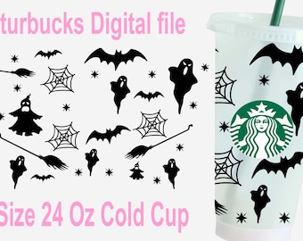 24 Oz Starbucks Cold Cup Svg, Witch Ghost Batty Drinkware svg, Halloween Starbucks Drinkware, 24 Oz Starbucks Cold Cup Svg, Starbucks Cricut