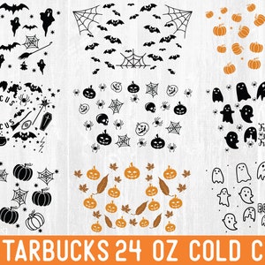 24 Oz Starbucks cold cup Svg Bundle, Starbucks Cold cup Cricut, Batty Starbucks cold cup, Halloween Starbucks Cup svg, Halloween day svg