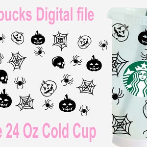 24 Oz Starbucks Cold Cup Halloween pumpkin Svg, Halloween Starbucks Drinkware, 24 Oz Starbucks Cold Cup Full warp Svg, Starbucks Cricut