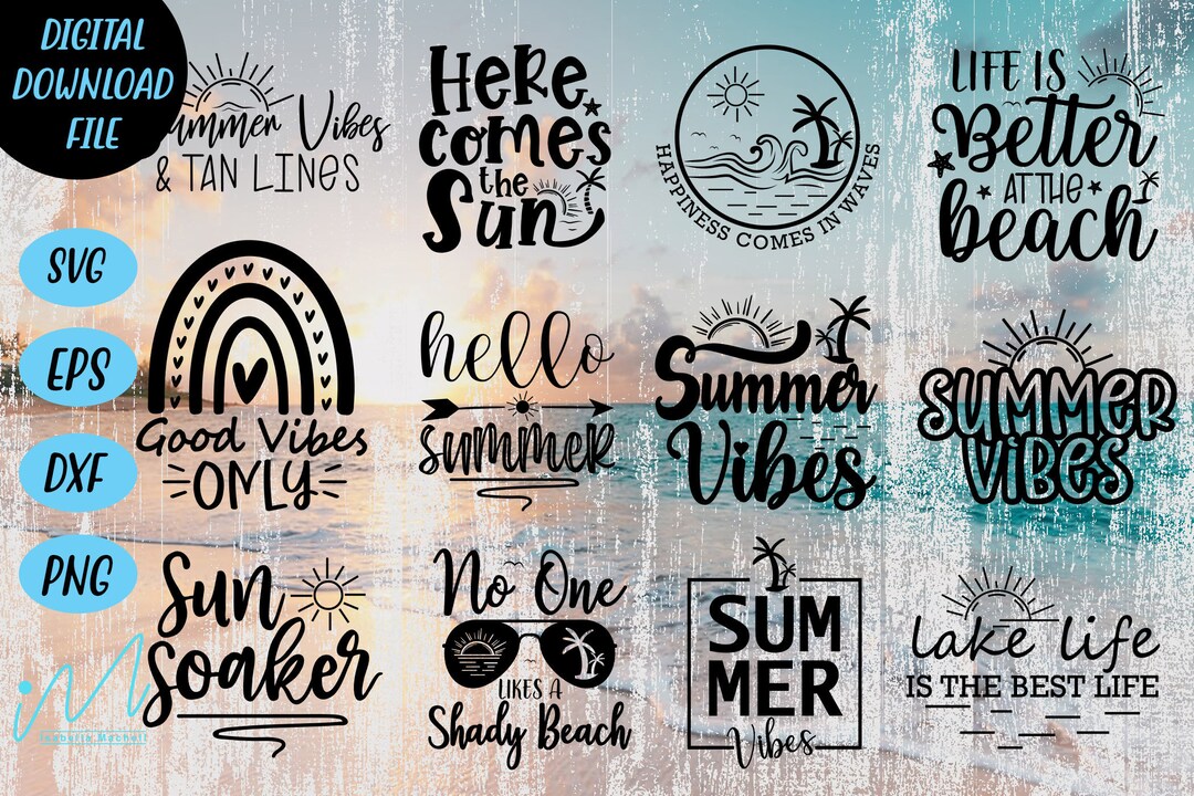 Summer Svg Bundle - Beach Svg Bundle - Summer T-shirt - Beach T-shirt ...