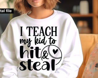 I Teach My Kid To Hit SVG, Baseball Mom SVG, Softball Mama svg, Funny Mom Baseball Shirt,Cricut Baseball, Baseball Mom t shirt, Sports Mom