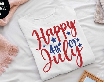 Happy 4th of July Svg, 4th of July SVG, Independence Day SVG, Patriotic T-Shirt Svg, Usa Flag Svg, America SVG, Fourth of July Cut File