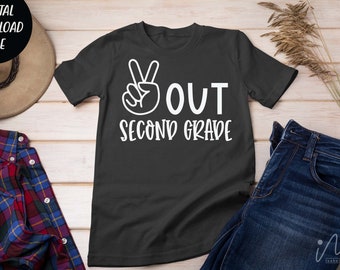Peace out second grade svg, 2nd grade teacher svg, 2nd grade student svg, 2nd grade t shirt, cut files, back to school svg, last day school