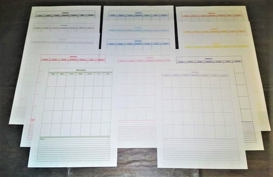 12 Month Calendar, Colored Calendars, Download PDF Files, Printable ...