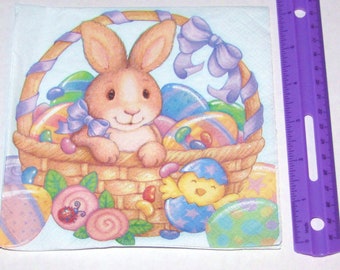 Easter Basket Luncheon Napkin for decoupage, 1 piece