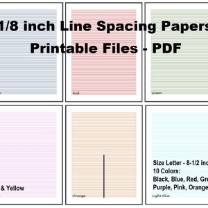 1/8 Inch Lined Paper Printable, Color Lined Pages, Download PDF Files ...
