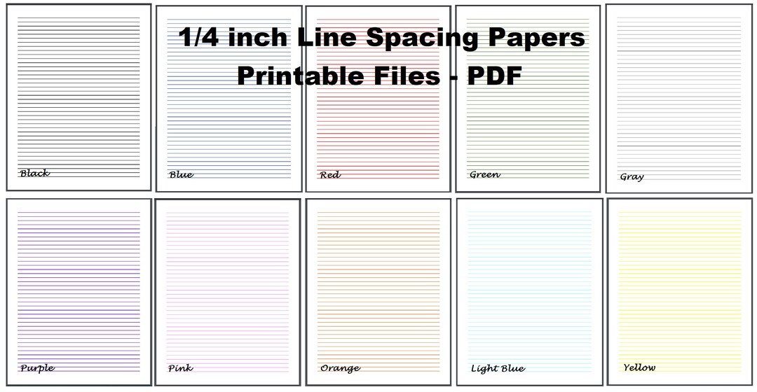 1/4 Inch Lined Paper Printable, Color Lined Pages, Download PDF Files ...