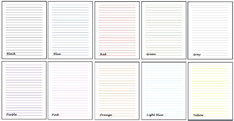 1/2 Inch Lined Paper Printable Color Lined Pages Download - Etsy
