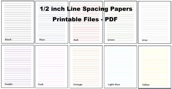 1/2 Inch Lined Paper Printable Color Lined Pages Download | Etsy