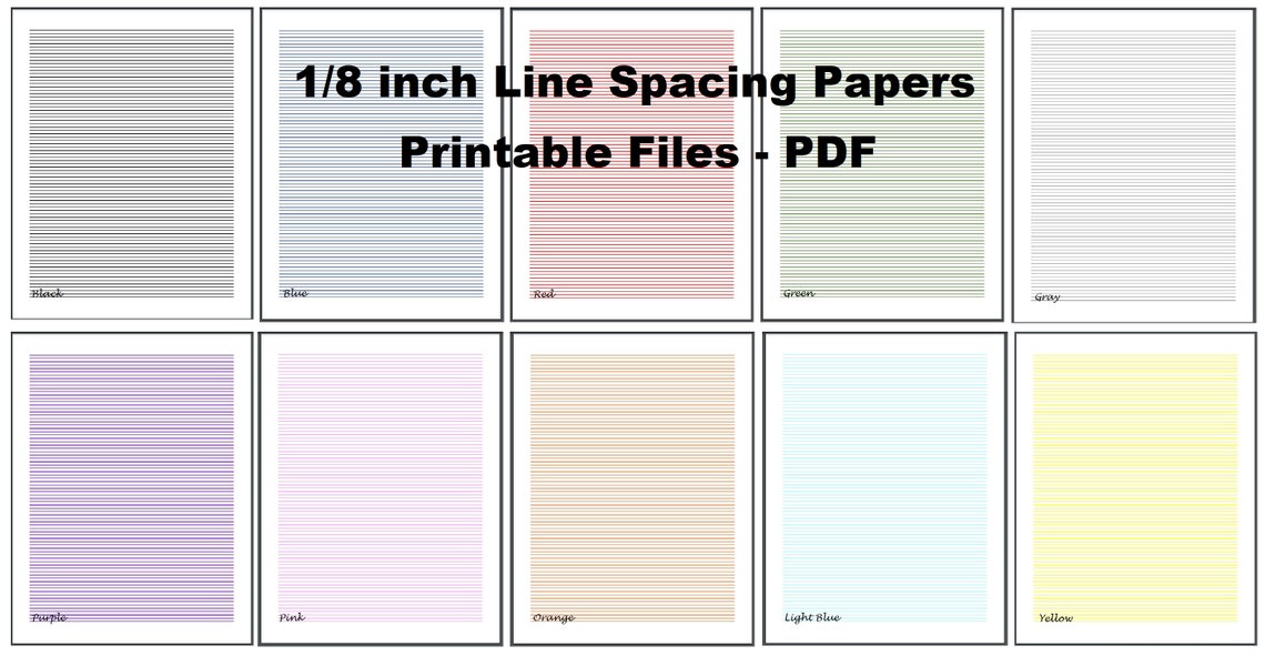 1/8 Inch Lined Paper Printable, Color Lined Pages, Download PDF Files ...