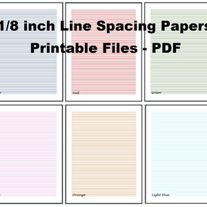 1/8 Inch Lined Paper Printable, Color Lined Pages, Download PDF Files ...