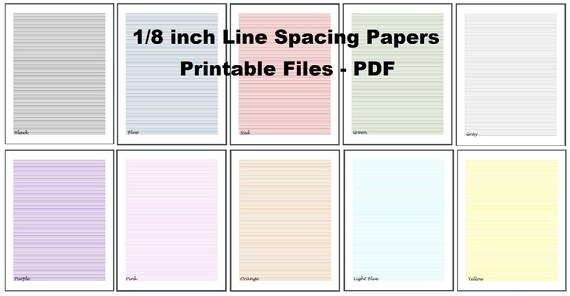 1/8 Inch Lined Paper Printable Color Lined Pages Download - Etsy