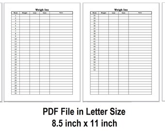 Weight Loss Log, Weight Loss Tracker, Download PDF Files, Weight Loss Chart, DIGITAL DOWNLOAD, Weight Tracker