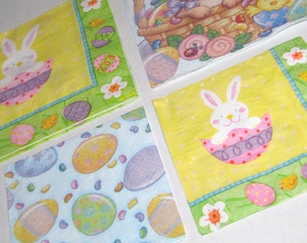 4x Assorted Easter Napkins for decoupage, Mixed Beverage and Luncheon Easter Napkins