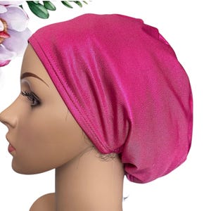 Shiny Hot Pink Foil Scrub Hat/Soft & Stretchy jersey Surgical hat