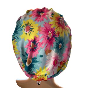 Watercolor Floral Scrub Cap: Soft Stretchy Nurse Hat image 2