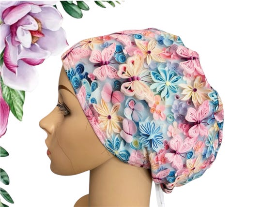 7 Scrub Hats Bouffant Ponytail Butterflies, Parrot  display picture 1