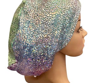 Tie Dye Metallic Surgical Scrub Cap: Adjustable Stretchy Soft Hat
