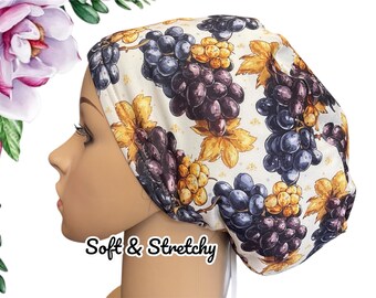 Purple Grapes Scrub Hat: Soft Stretchy Surgical Cap