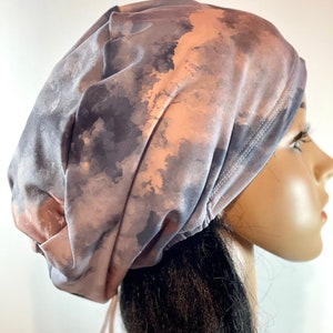 Scrub Cap for women/Tie DYE pastel clouds surgical cap/Satin linen/Buttons/Tie option/Soft Adjustable with toggle stretchy hat