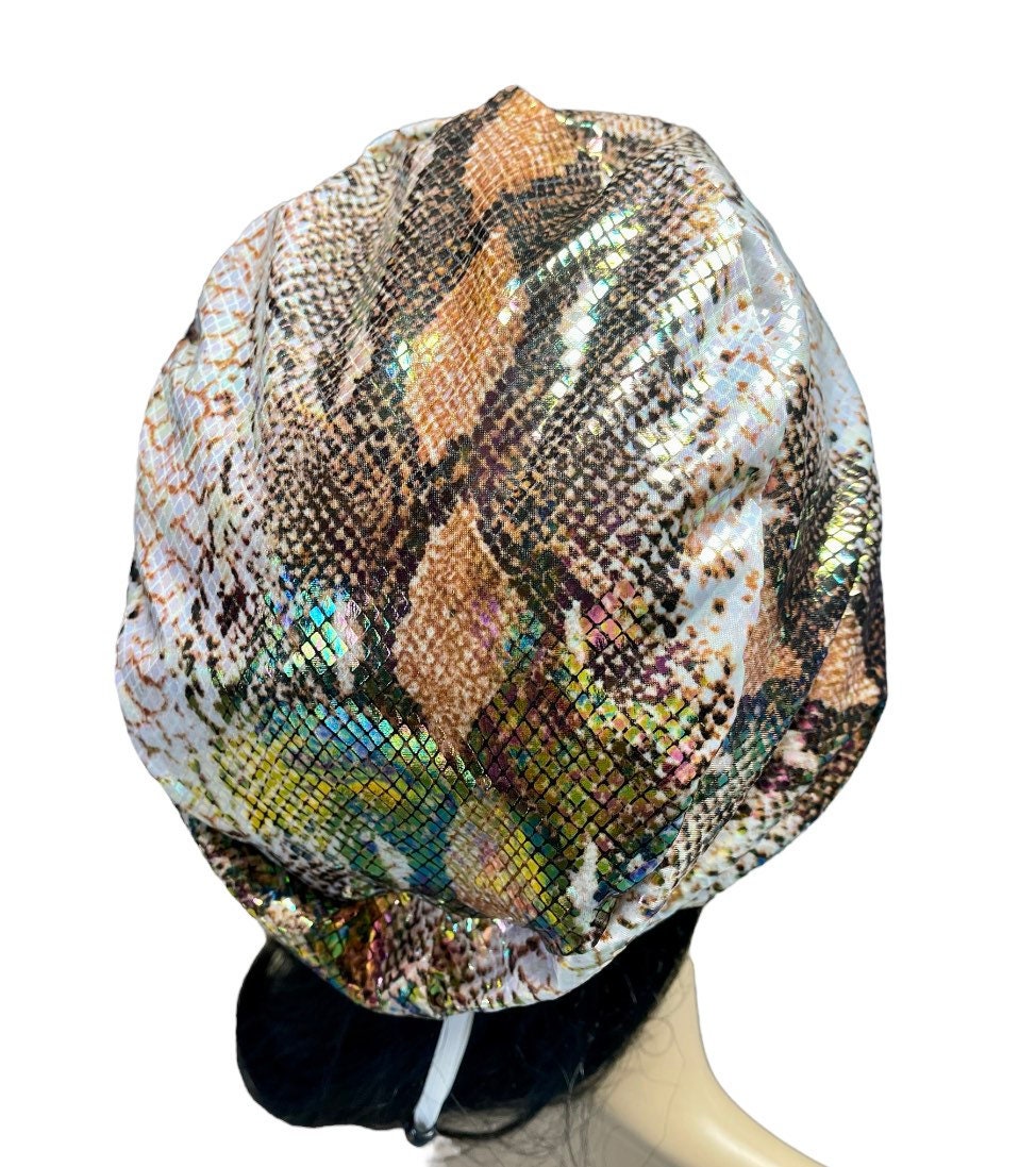 Snake Hand Scrub Hologram Snake Surgical Scrub Cap: Stretchy Spandex, Adjustable - Etsy